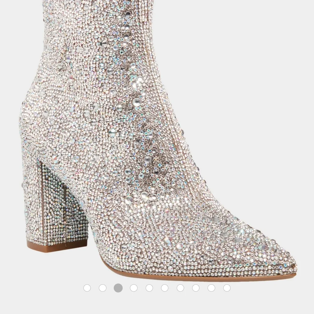 Betsey Johnson Silver Rhinestone Heeled Boots - Picture 1 of 6